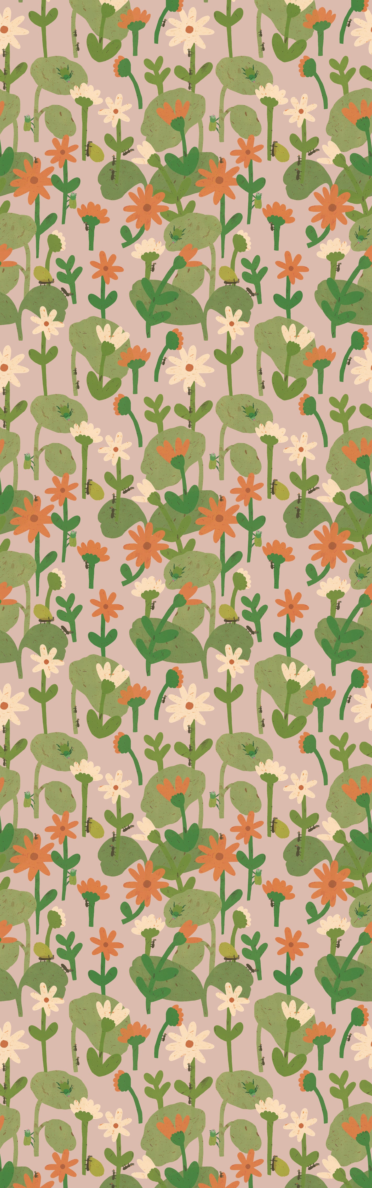 Blooming daisies – Smokey pink Wallpaper by Lotte Dirks | Into the Flowerfields Collection