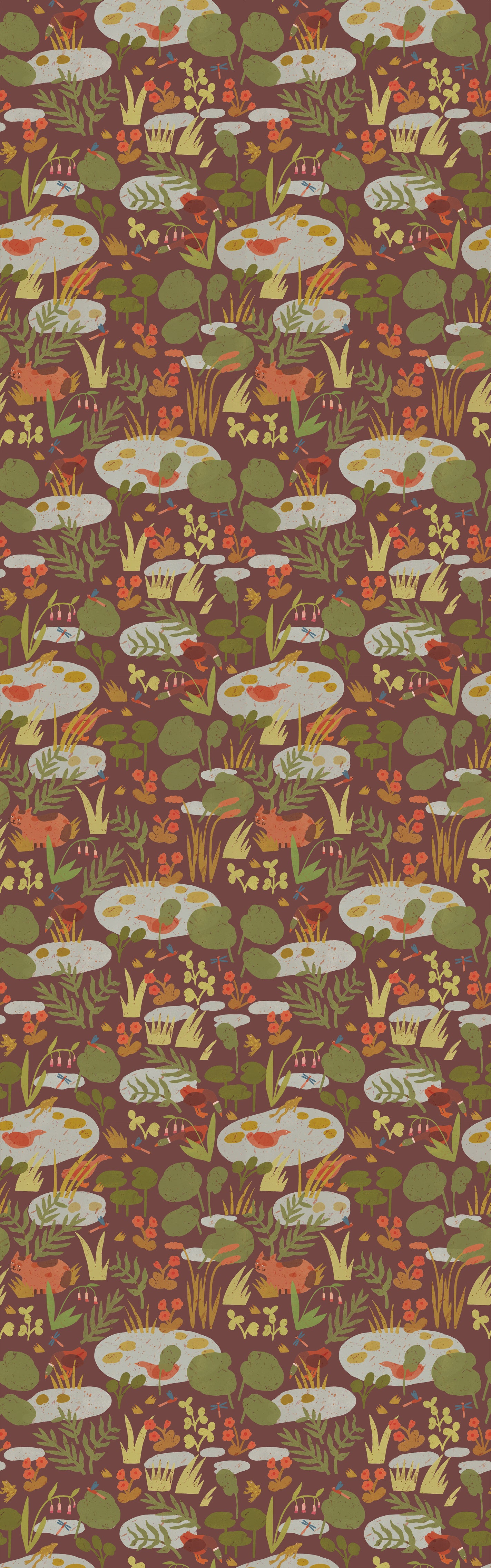 Lily Pond – Rose wood Wallpaper by Lotte Dirks | Into the Flowerfields Collection