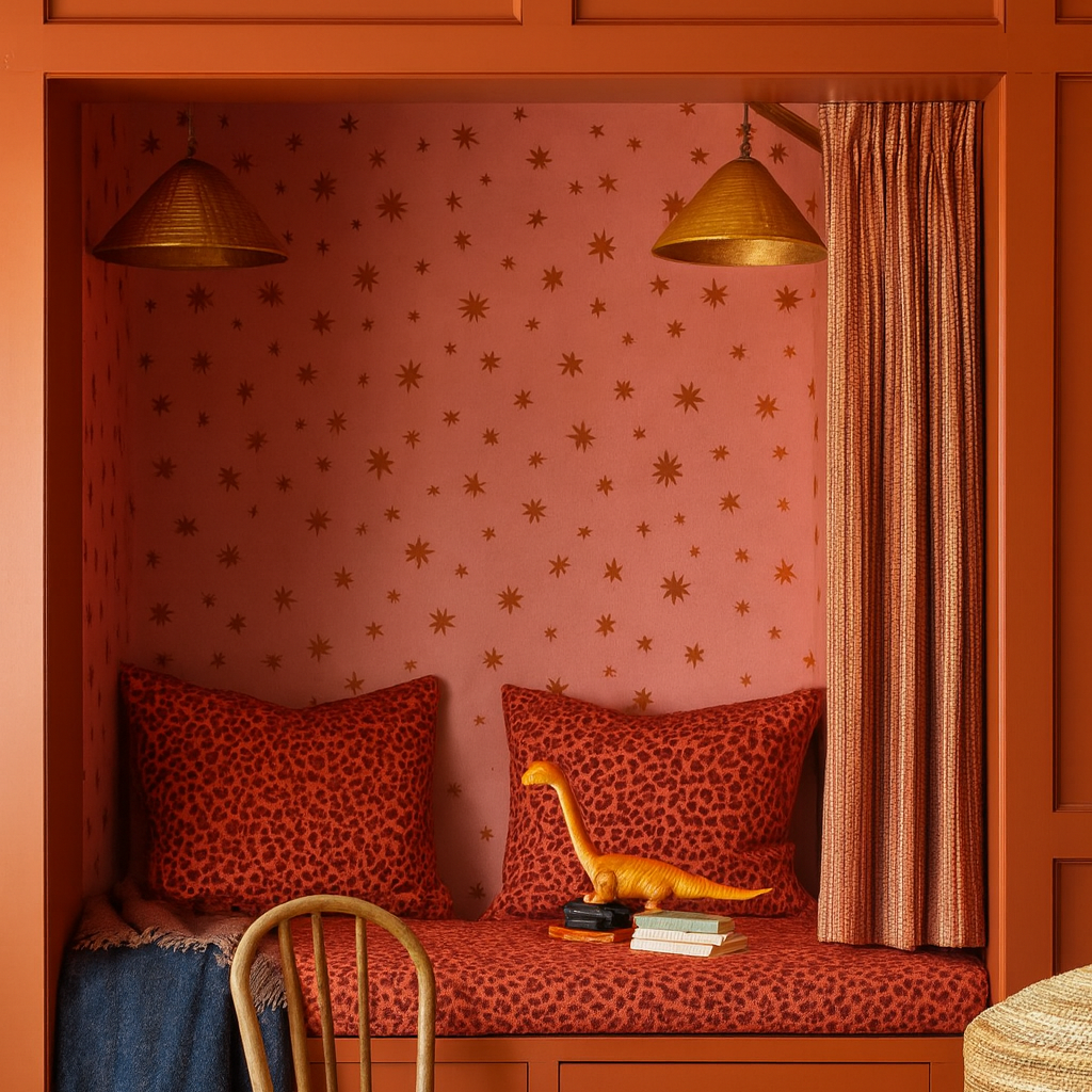 Starry night pink in een bednis of kastnis wat een knusse leeshoek maakt