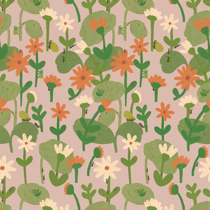 Blooming daisies –  Smokey pink Wallpaper by Lotte Dirks | Into the Flowerfields Collection