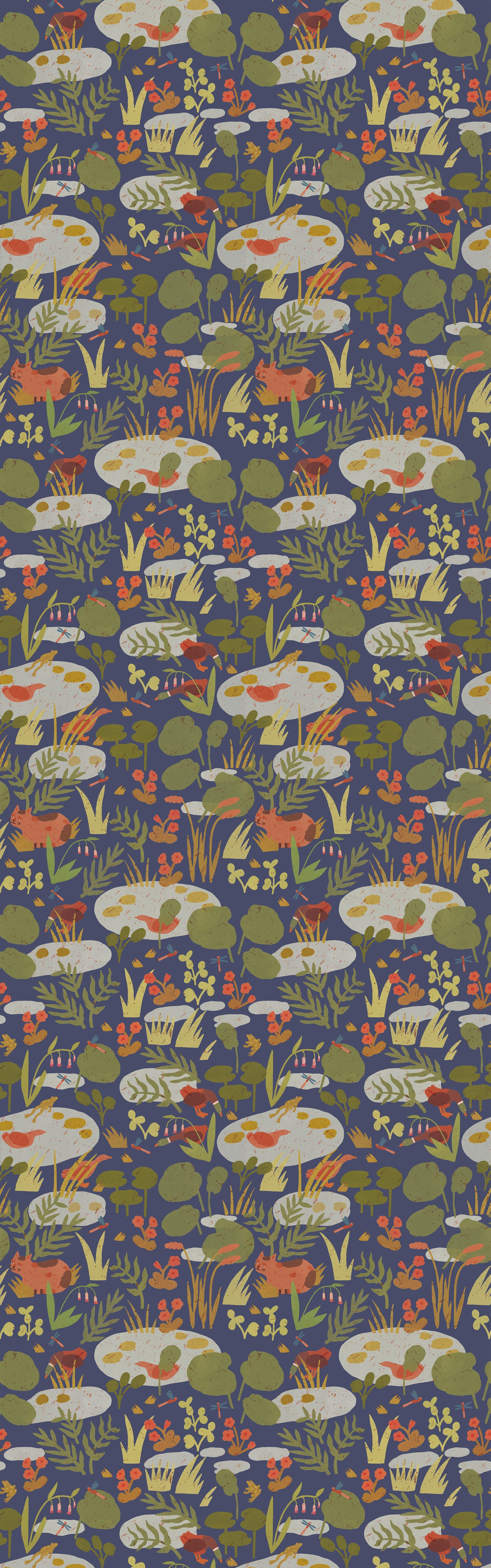 Lily Pond – Midnight Wallpaper by Lotte Dirks | Into the Flowerfields Collection