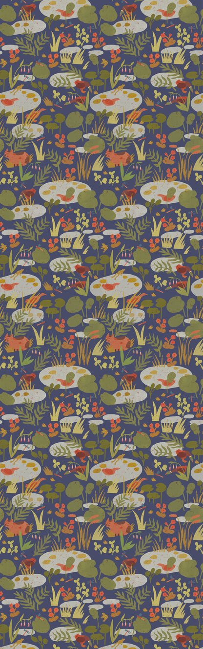 Lily Pond – Midnight Wallpaper by Lotte Dirks | Into the Flowerfields Collection
