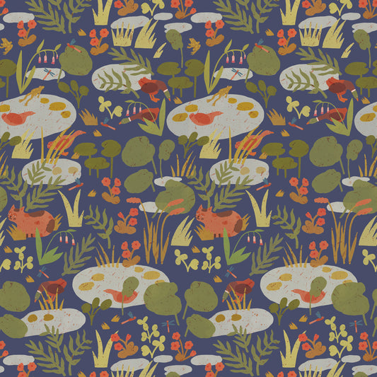Lily Pond – Midnight Wallpaper by Lotte Dirks | Into the Flowerfields Collection