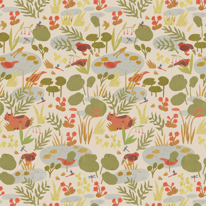 Lily Pond – Oat Wallpaper by Lotte Dirks | Into the Flowerfields Collection