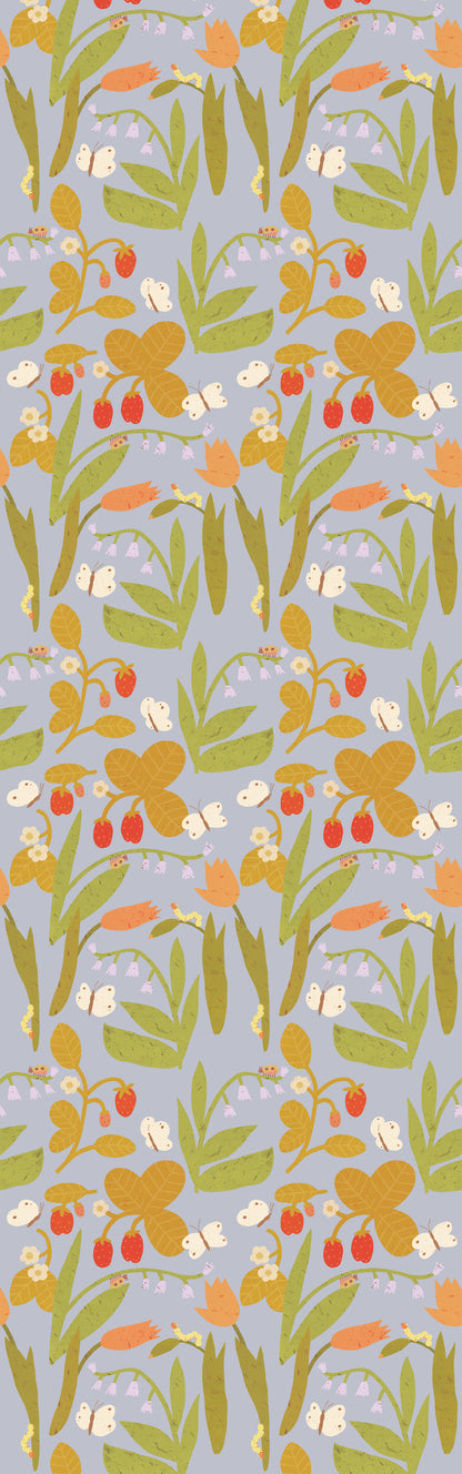 Strawberry Field – Grey Lavender Wallpaper by Lotte Dirks | Into the Flowerfields Collection