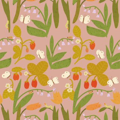Strawberry Field – Blush pink Wallpaper by Lotte Dirks | Into the Flowerfields Collection