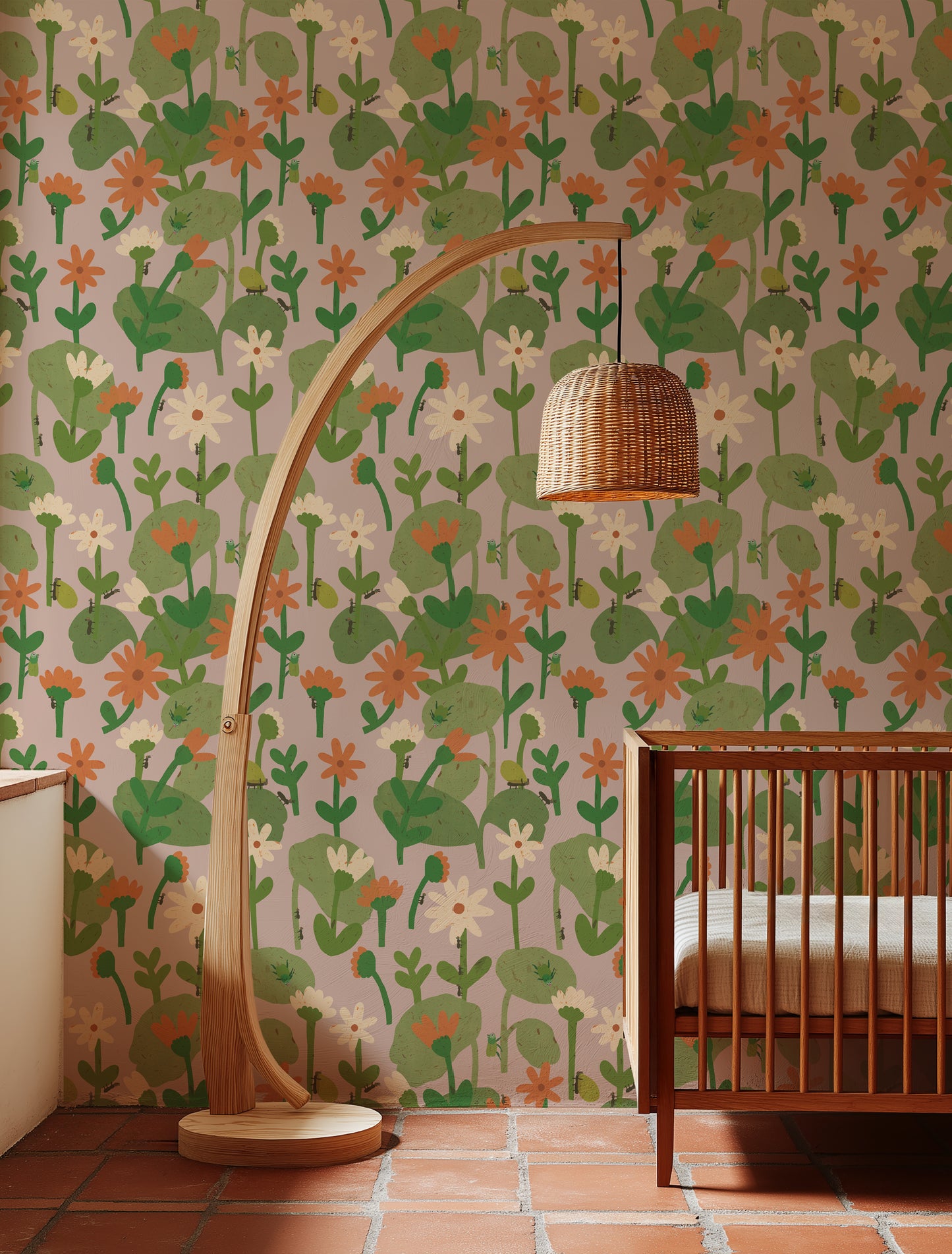 Blooming daisies –  Smokey pink Wallpaper by Lotte Dirks | Into the Flowerfields Collection