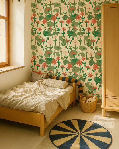 Blooming daisies – Warm white Wallpaper by Lotte Dirks | Into the Flowerfields Collection