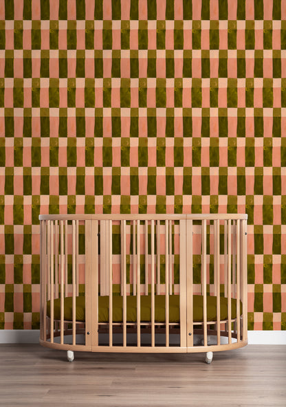 Playful Blocks Moss Wallpaper – Meet Me at the Wall x Aniek Bartels