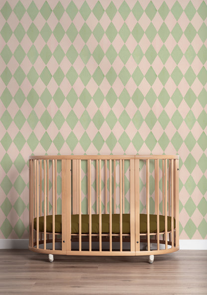 Harlequin Mint Wallpaper – Meet Me at the Wall x Aniek Bartels