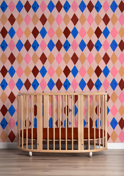 Harlequin Pink Sky Wallpaper – Meet Me at the Wall x Aniek Bartels